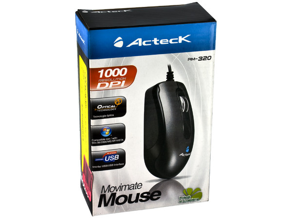 Mini Mouse Acteck AM-320 Óptico, retráctil USB. Color negro