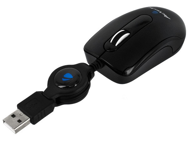 Mini Mouse Acteck AM-320 Óptico, retráctil USB. Color negro