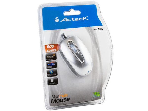 Mini Mouse Acteck AM-220 Óptico, USB. Color plata