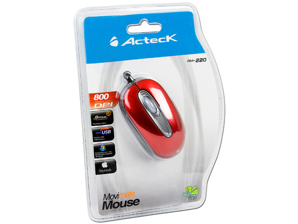 Mini Mouse Acteck AM-220 Óptico, USB. Color Rojo