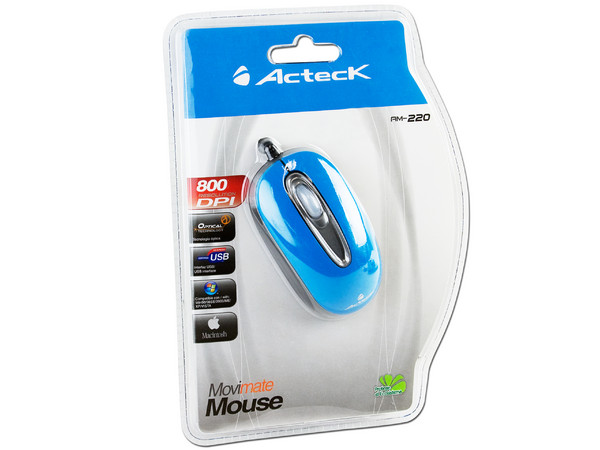 Mini Mouse Acteck AM-220 Óptico, USB. Color azul