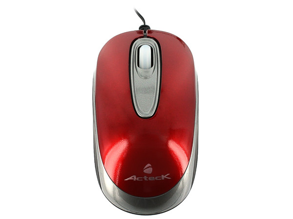 Mini Mouse Acteck AM-220re Óptico, retráctil USB. Color rojo
