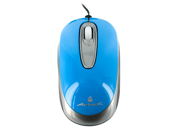 Mini Mouse Acteck AM-220re Óptico, retráctil USB. Color azul