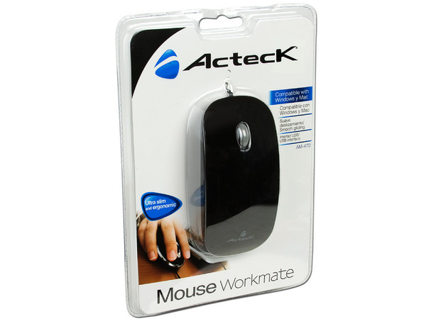 Mouse Acteck Workmate Ultra Slim Óptico, USB. Color Negro