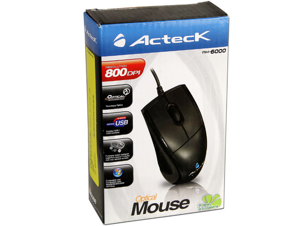 Mouse Acteck AM-6000 Óptico, USB. Color Negro