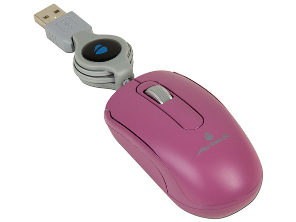 Mini Mouse Acteck Movimate AM-320 Óptico, retráctil USB. Color Rosa
