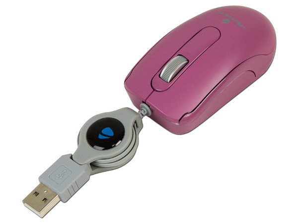 Mini Mouse Acteck Movimate AM-320 Óptico, retráctil USB. Color Rosa