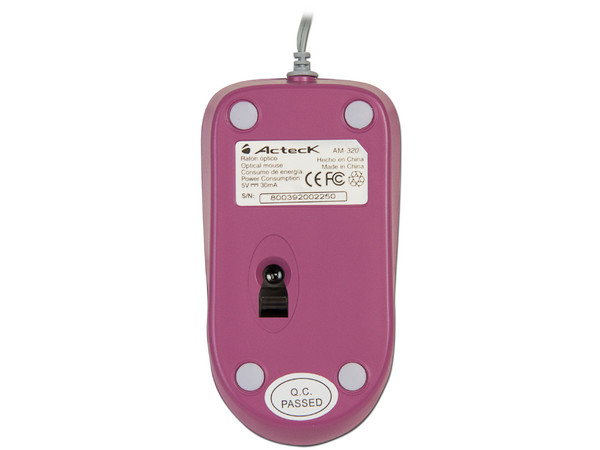 Mini Mouse Acteck Movimate AM-320 Óptico, retráctil USB. Color Rosa