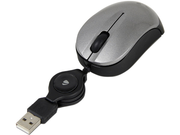 Mini Mouse Acteck AM-400 Óptico, retráctil USB. Color gris.