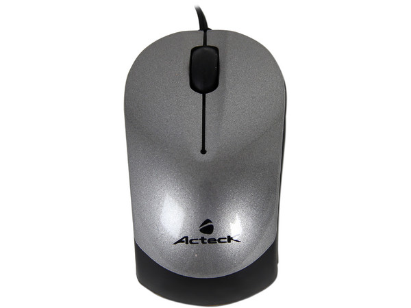 Mini Mouse Acteck AM-400 Óptico, retráctil USB. Color gris.