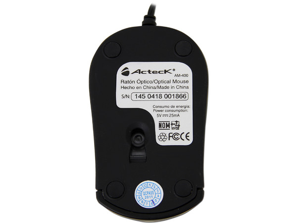 Mini Mouse Acteck AM-400 Óptico, retráctil USB. Color gris.