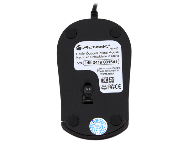 Mini Mouse Acteck AM-400 Óptico, retráctil USB. Color Azul