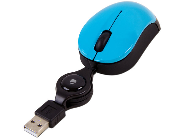 Mini Mouse Acteck AM-400 Óptico, retráctil USB. Color Azul
