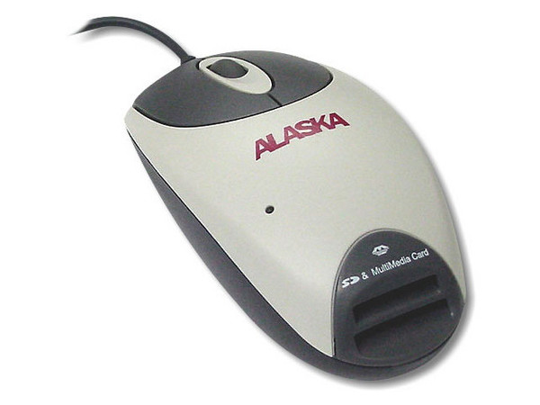 Mouse Alaska Optico LYNX MI, 2 Botones, con Scroll y lector de tarjeta Memory Stick, Secure Digital y Multimedia, Interfase USB.