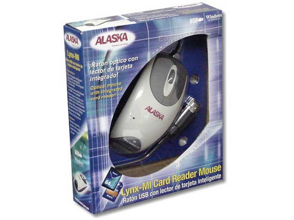 Mouse Alaska Optico LYNX MI, 2 Botones, con Scroll y lector de tarjeta Memory Stick, Secure Digital y Multimedia, Interfase USB.