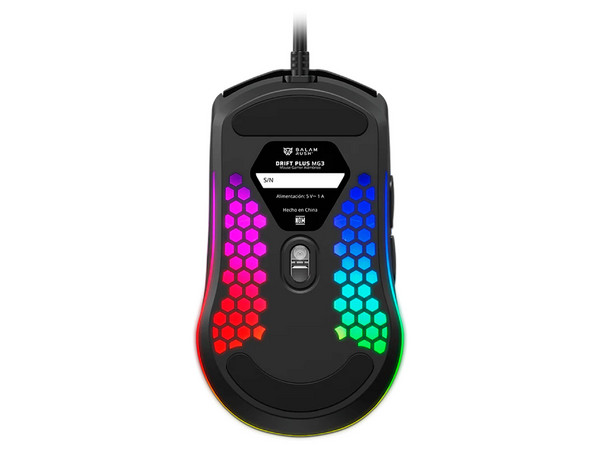 Mouse Gamer Balam Rush BR-943512, hasta 7200dpi, 6 botones, RGB. Color Negro.