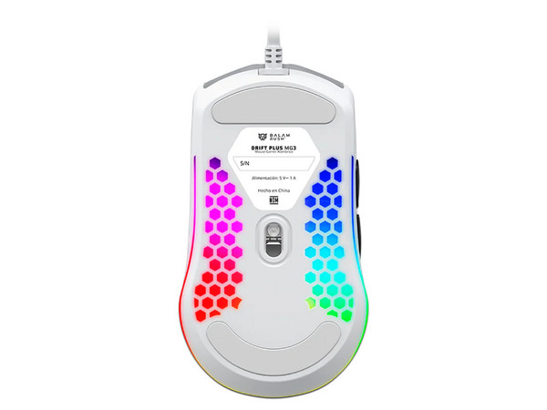 Mouse Gamer Balam Rush Drift Plus MG3, hasta 7200 dpi, 6 Botones, USB Tipo A, RGB. Color Blanco.
