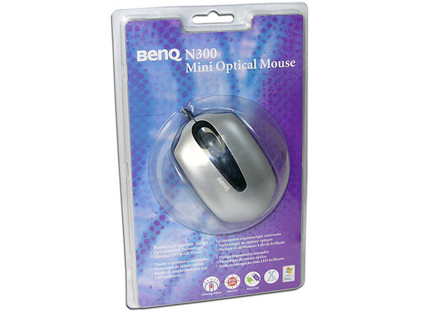 Mini Mouse BenQ N300, Óptico color Plata, USB / PS/2