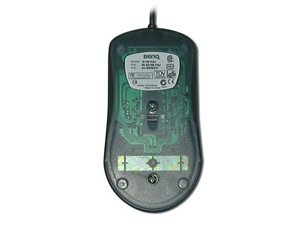 Mouse Óptico Benq M106, PS/2. Color Negro con Plateado