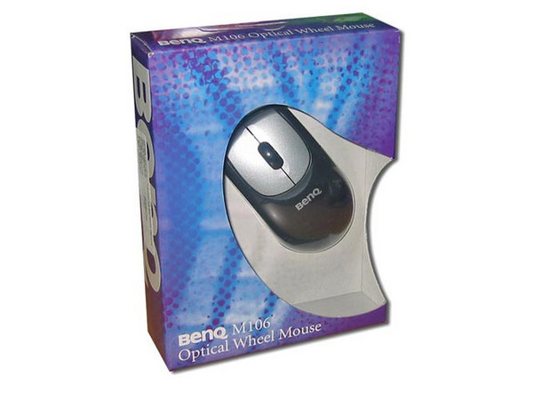 Mouse Óptico Benq M106, PS/2. Color Negro con Plateado