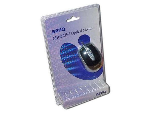Mini Mouse BenQ M102 Óptico, (USB/PS2). Color Negro con Plateado