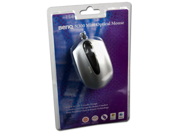 Mini Mouse BenQ N300, Óptico color Plata, USB