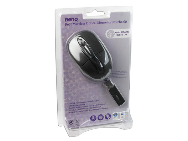 Mouse Benq P620 Óptico Inalámbrico para Laptop, USB. Color Negro   