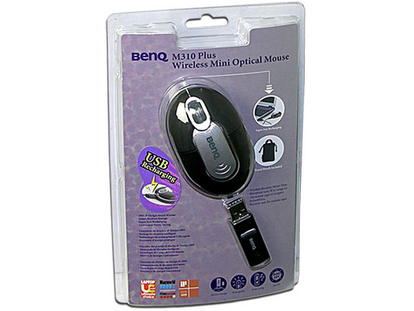 Mini Mouse BenQ M310 Plus Óptico Inalámbrico, USB. Color Negro con Plateado.