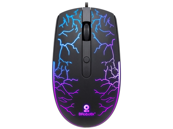 Mouse Gamer BRobotix Storm 263946, hasta 1600 dpi, RGB. Color Negro.