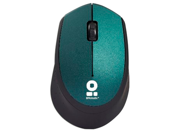 Mouse Óptico Inalámbrico BRobotix, hasta 1000 dpi, Receptor USB. Color Verde.