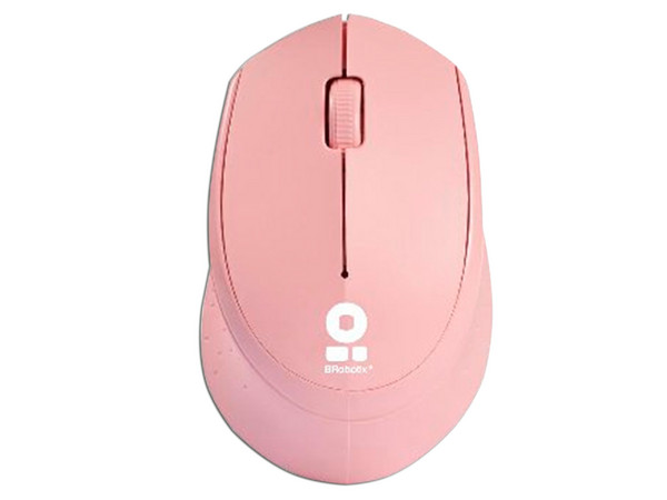 Mouse Óptico Inalámbrico BRobotix, hasta 1000 dpi, Receptor USB. Color Rosa.