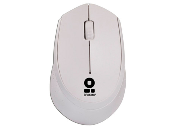 Mouse Óptico Inalámbrico BRobotix, hasta 1000 dpi, Receptor USB. Color Blanco.