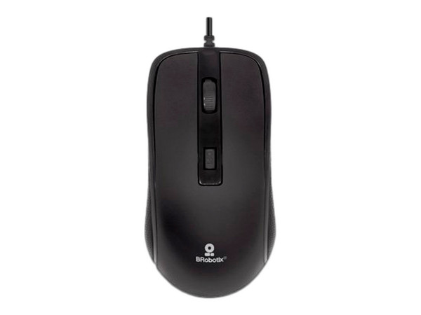 Mouse Óptico BRobotix 6007204, Hasta 1600 DPI, USB, Color Negro.