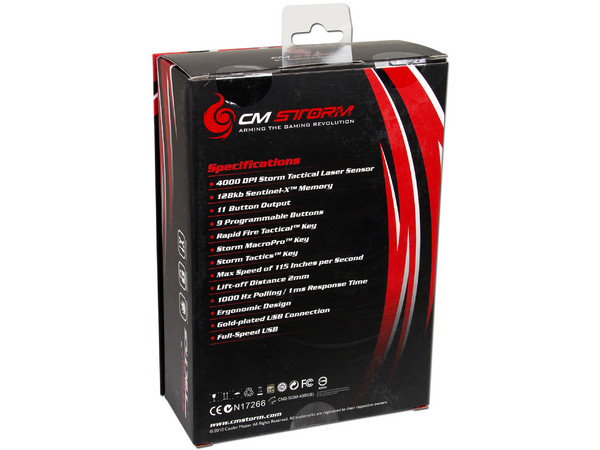 Gaming Mouse Láser CM Storm Inferno, 4000dpi, 11 Botones, USB.