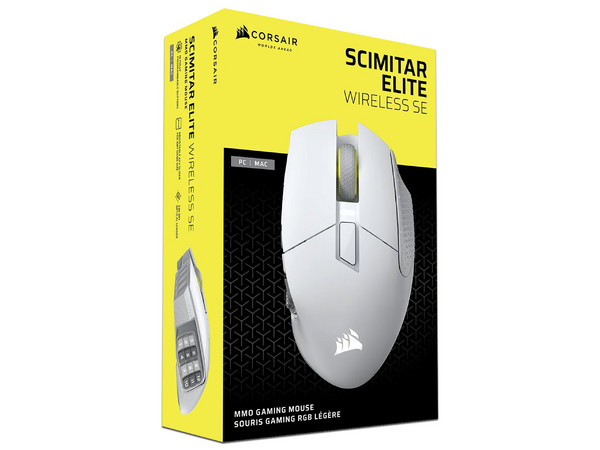 Mouse Gamer Corsair SCIMITAR ELITE, 16 Botones Personalizables, Receptor USB, Color Blanco.