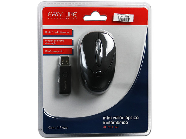 Mini Mouse Easy Line Óptico Inalámbrico, USB. Color Negro