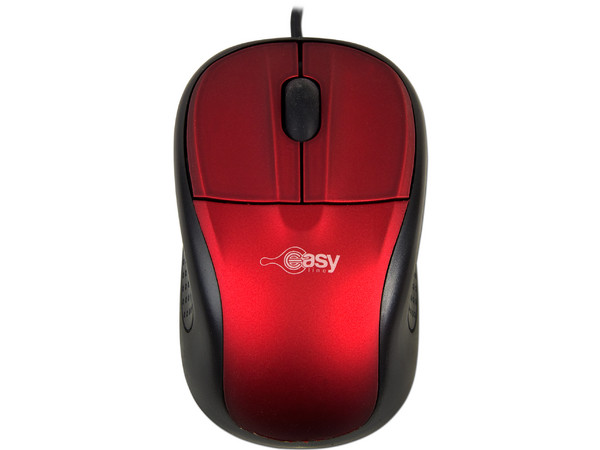 Mouse Easy Line Óptico, USB, Color Rojo.