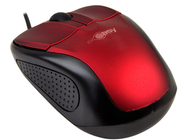 Mouse Easy Line Óptico, USB, Color Rojo.