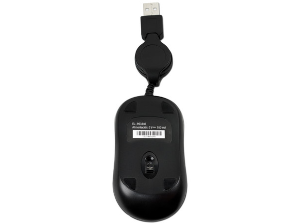 Mini Mouse Óptico Easy Line cable retráctil USB. Color Negro.