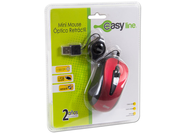 Mini Mouse Easy Line Óptico, retráctil, USB.