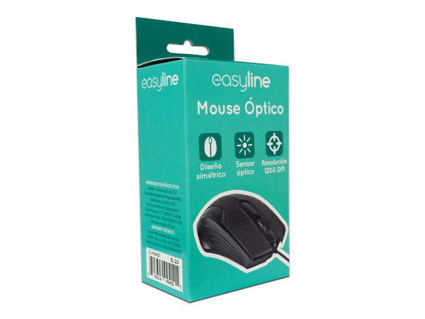 Mouse Óptico Easy Line, 1000 dpi, USB. Color Negro.