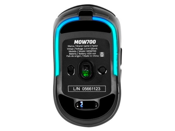 Mouse Gamer Game Factor MOW700, Bluetooth, 6 Botones, hasta 26000 DPI, Color Negro.