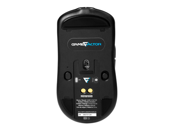 Mouse Óptico Inalámbrico Gamer Game Factor MOW800-BK, Bluetooth, Hasta 26K DPI, Base RGB, Color Negro.