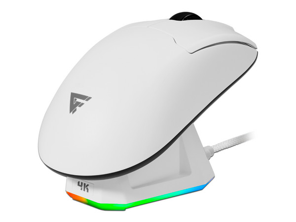 Mouse Óptico Inalámbrico Gamer Game Factor MOW800-WH, Bluetooth, Hasta 26K DPI, Base RGB, Color Blanco.