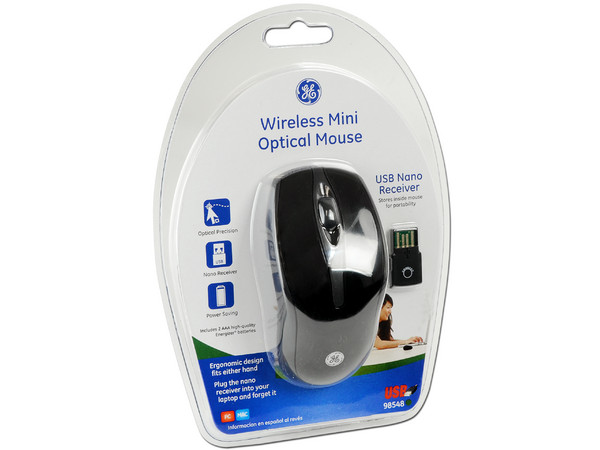 Mini Mouse General Electric, Óptico Inalámbrico con Nano receptor USB