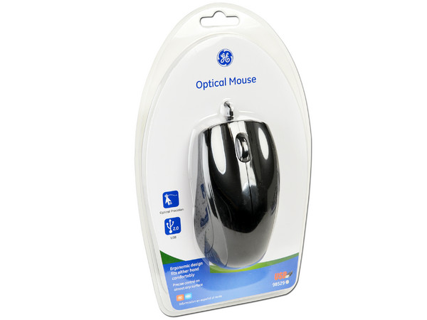 Mouse Óptico General Electric, USB. Color Negro