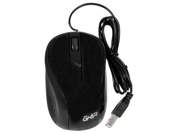 Mouse Óptico Ghia GMA50N, USB, Color Negro.