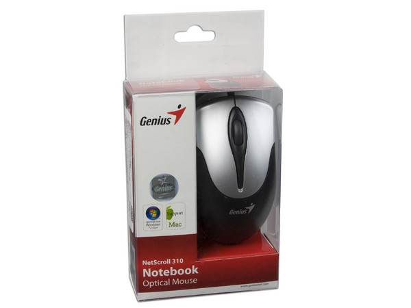 Mouse Genius NetScroll 310 Notebook óptico, USB. Color Negro/Plateado