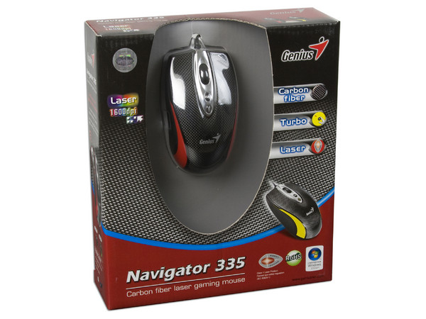 Mouse Genius Navigator 335 láser, USB. Color Negro con Rojo