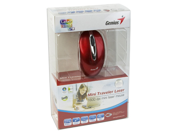 Mini Mouse Genius Traveler Láser, USB. Color Rojo